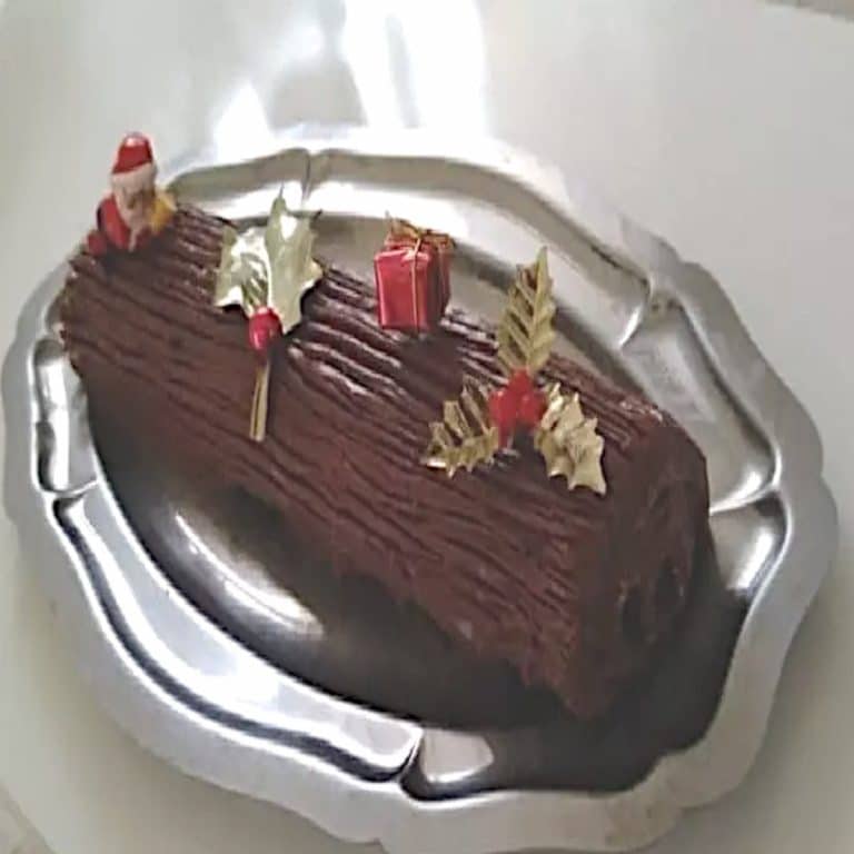 Bûche de Noël au chocolat noir décorée
