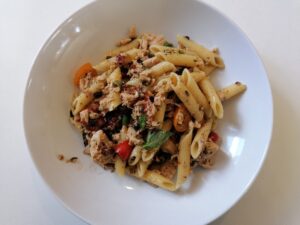 Spaghetti alla puttanesca - Kiriboshi daikon