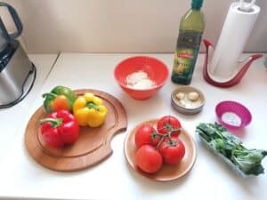 ensemble pour réaliser la Peperonata Ricetta