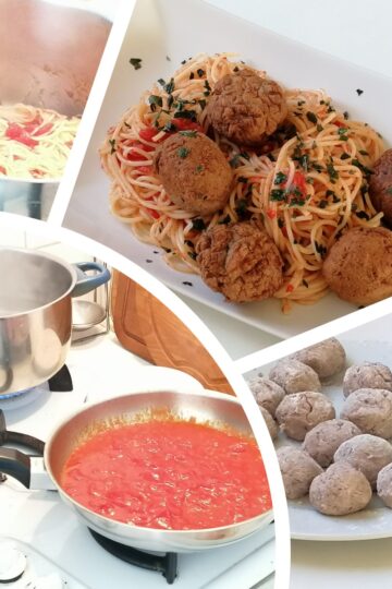spaghettis aux boulettes de haricots rouges