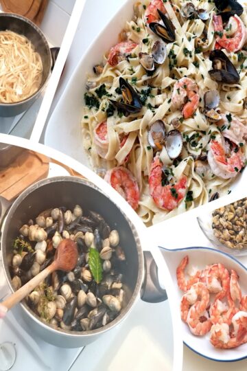 plat de tagliatelle aux fruits de mer