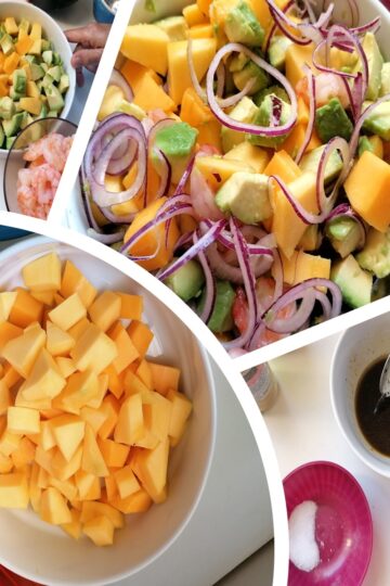 mangue avocat en salade étape par étape