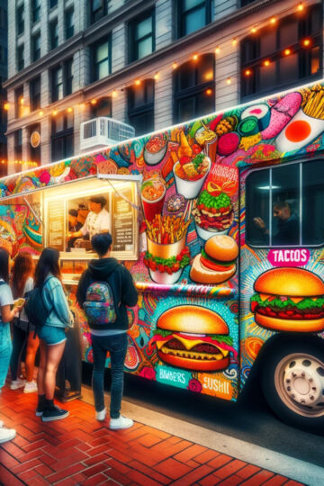Street Food et Food Trucks coloré et joyeux