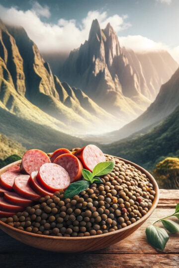saucisses et lentilles de cilaos
