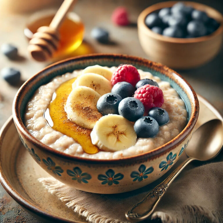 10 recettes inratables, un délicieux bol de porridge, garni de tranches de banane