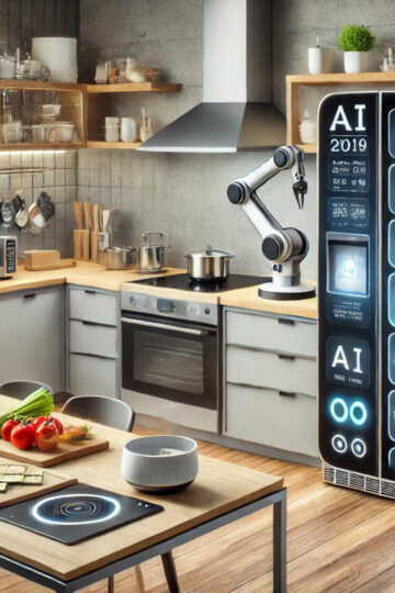 une cuisine moderne intégrant des applications d’IA