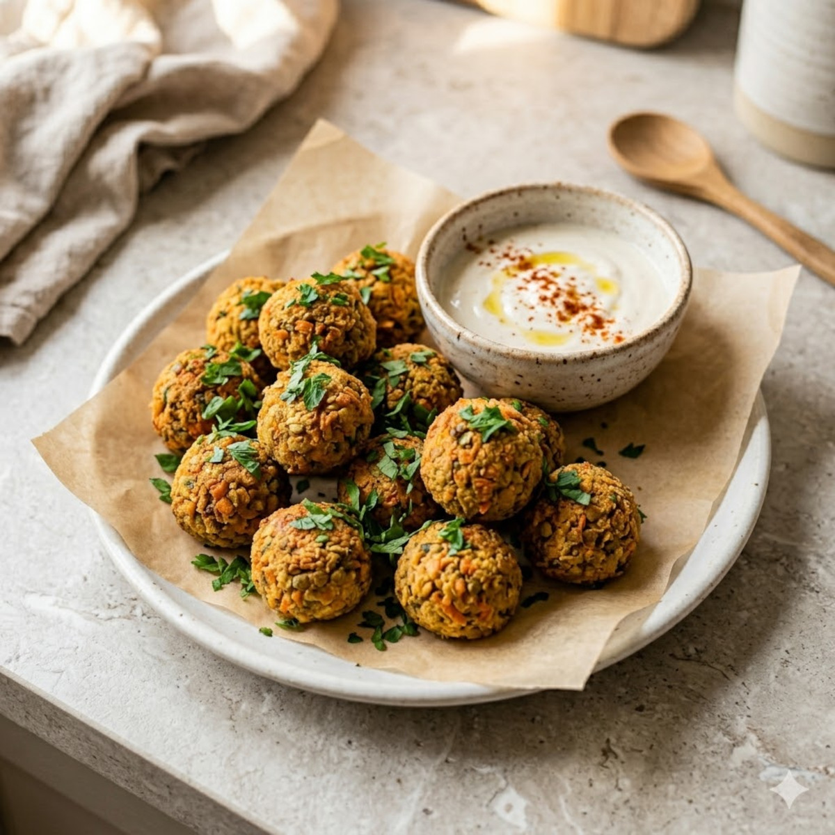 Boulettes de lentilles corail et carottes cuites au four, recette apéro vegan facile