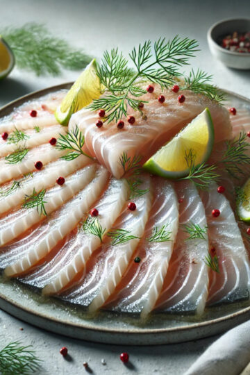 Gravlax de cabillaud avec ses fines tranches marbrées