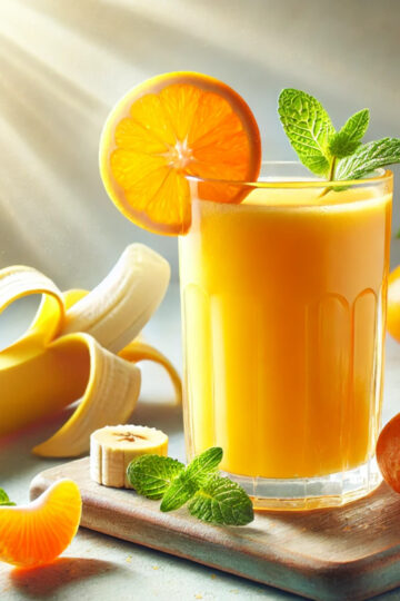 jus de banane et mandarine : un véritable rayon de soleil en verre