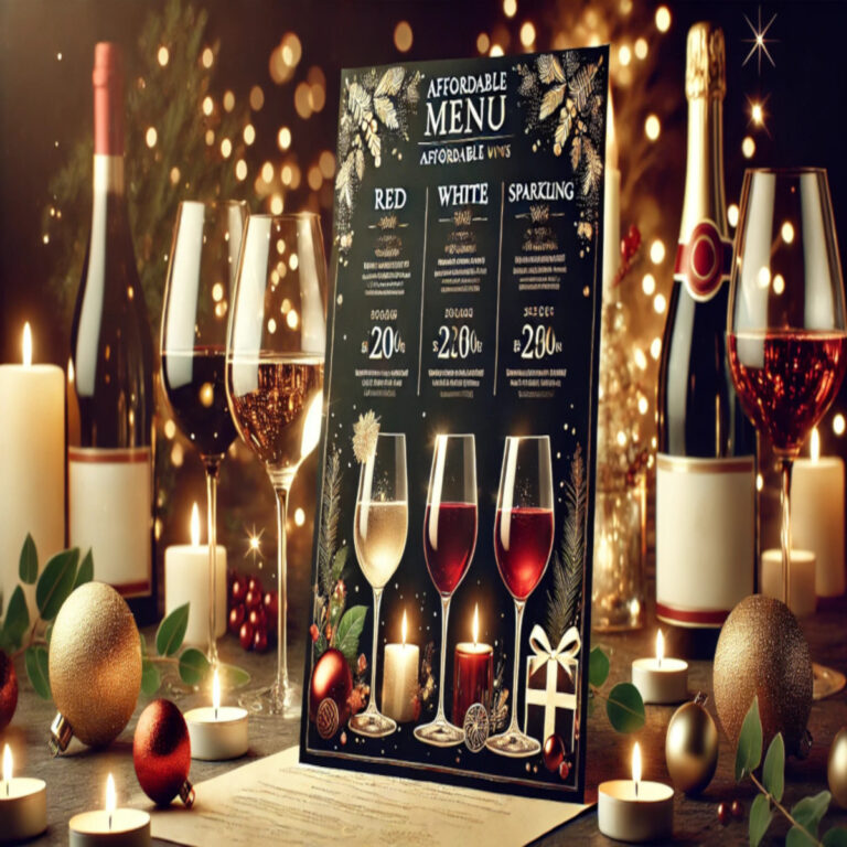 menu de vins abordables, idéale pour un événement chic et élégant