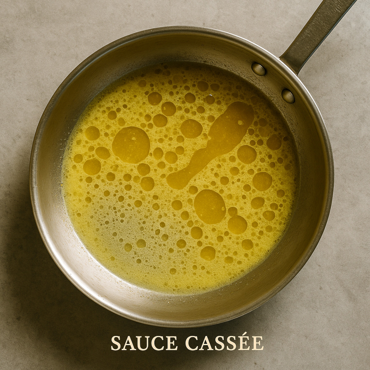 Exemple de sauce ratée avec séparation du gras et du liquide