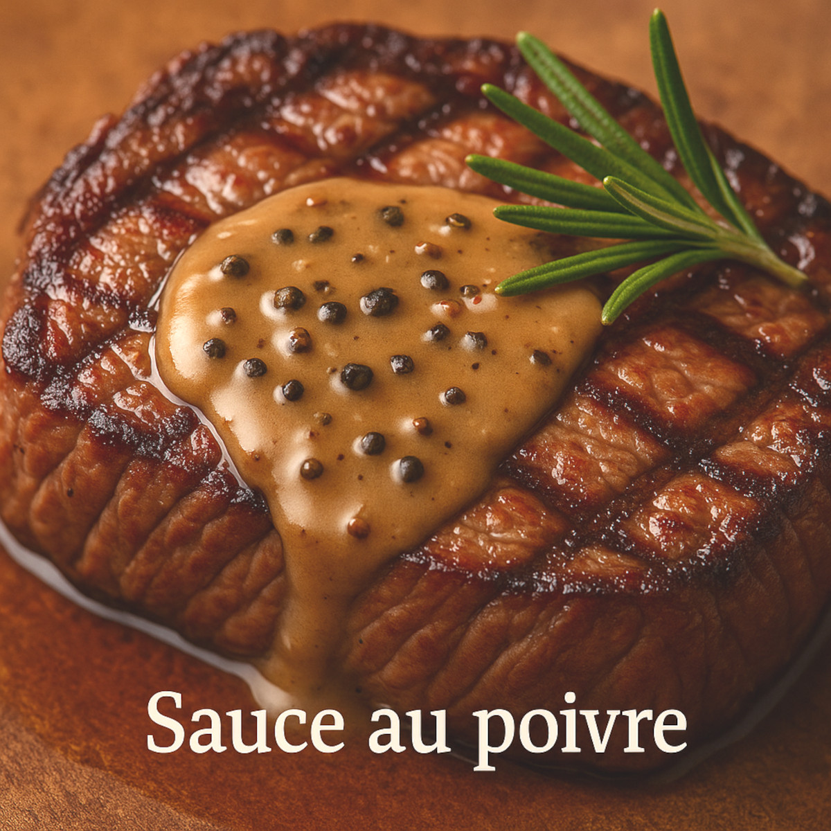 Viande rouge nappée de sauce au poivre fraîchement moulue