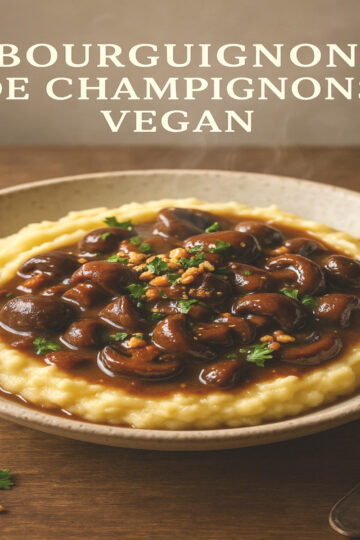 bœuf bourguignon végétalien, plat mijoté vegan, repas d’hiver sans viande
