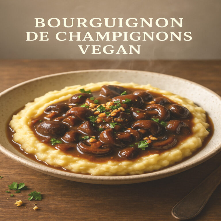bœuf bourguignon végétalien, plat mijoté vegan, repas d’hiver sans viande
