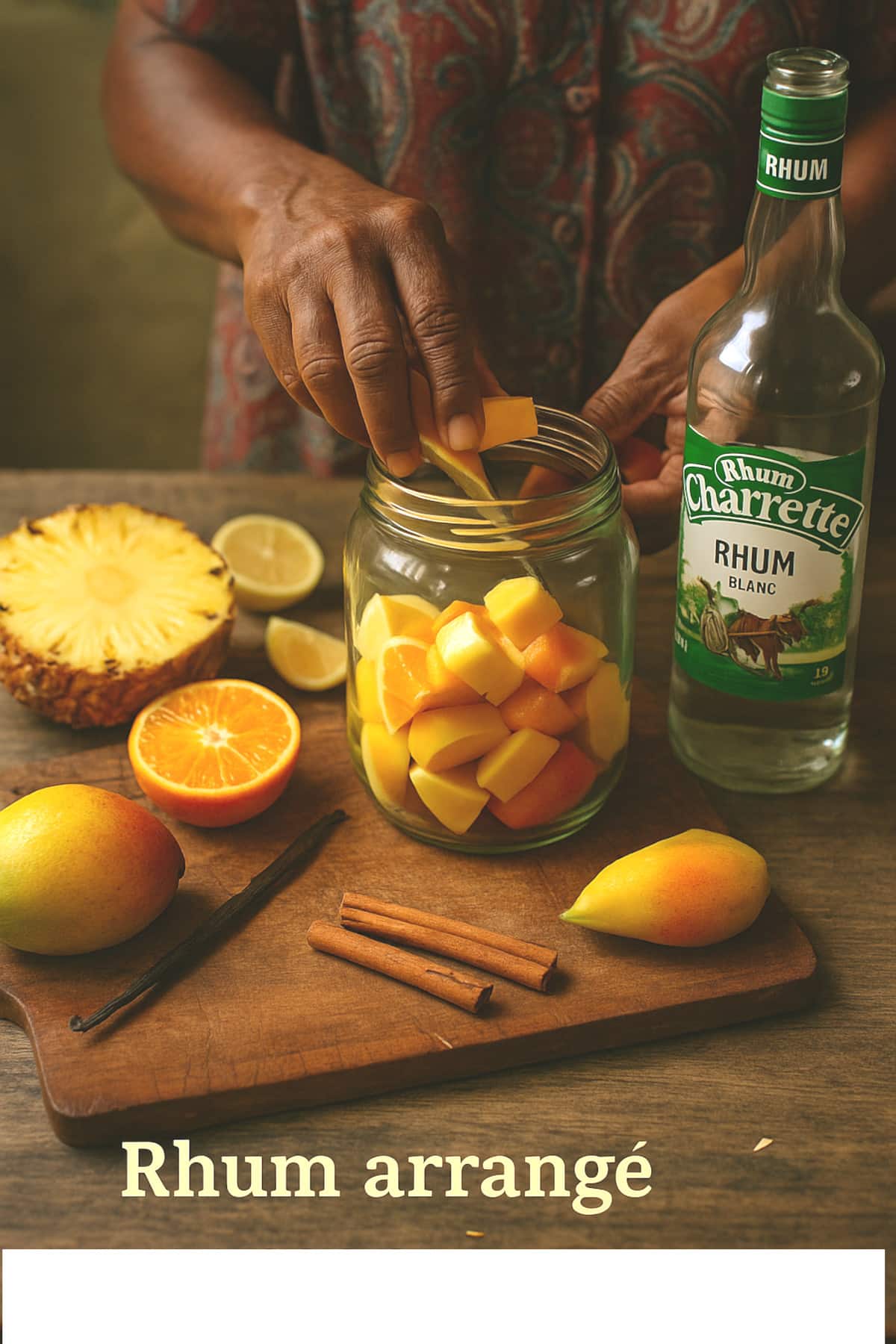 préparation traditionnelle du rhum arrangé maison à La Réunion