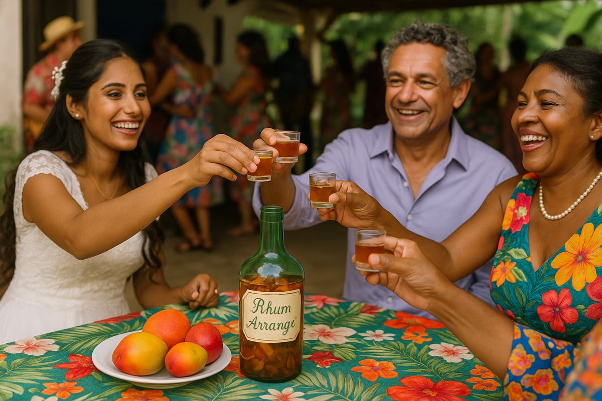 rhum arrangé servi lors d’un mariage réunionnais traditionnel