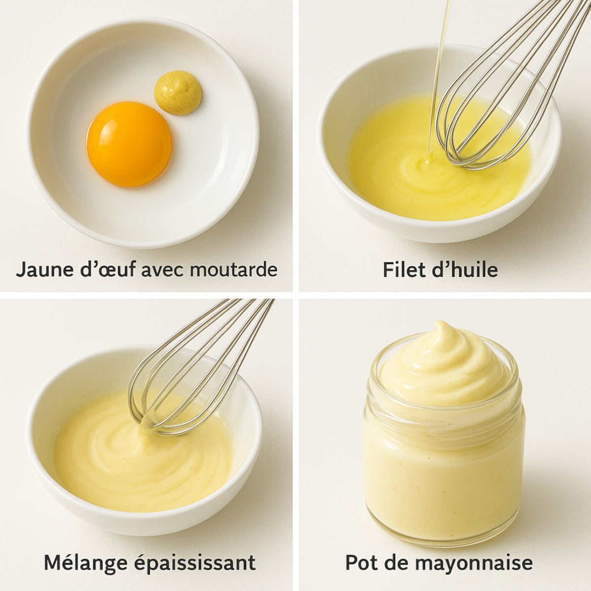 Étapes visuelles de la mayonnaise maison inratable
