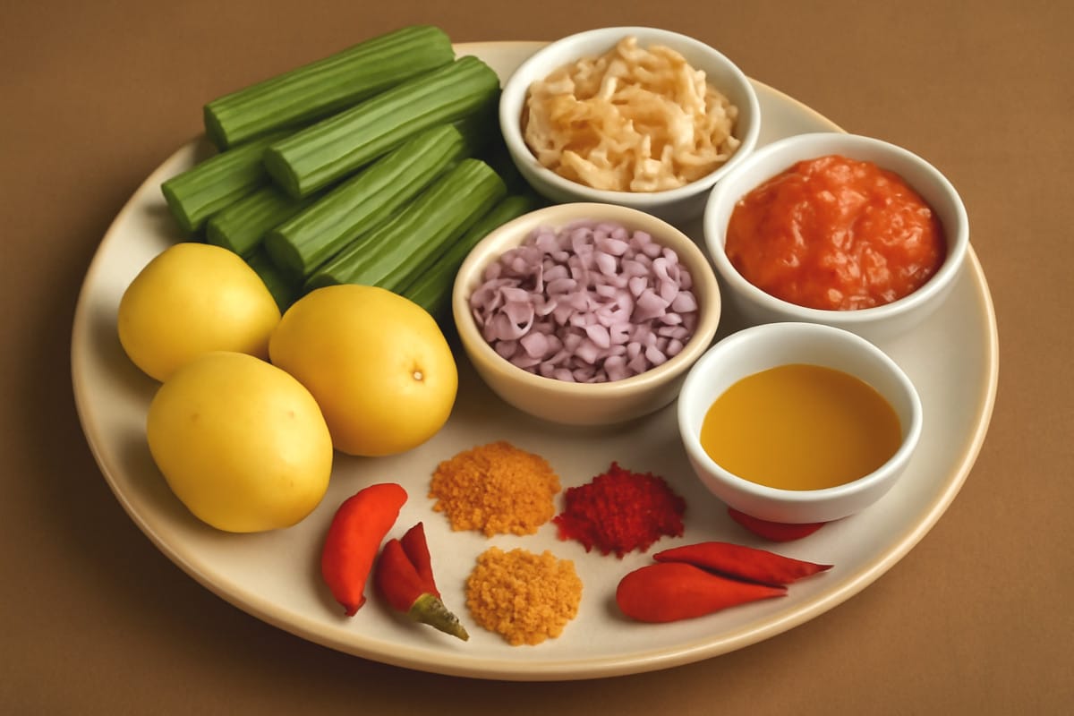 Ingrédients cari bâtons moroungue recette réunionnaise authentique morue pommes terre épices créoles