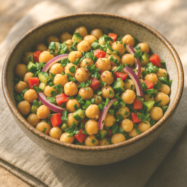 Salade méditerranéenne pois chiches feta herbes fraîches cuisine maison