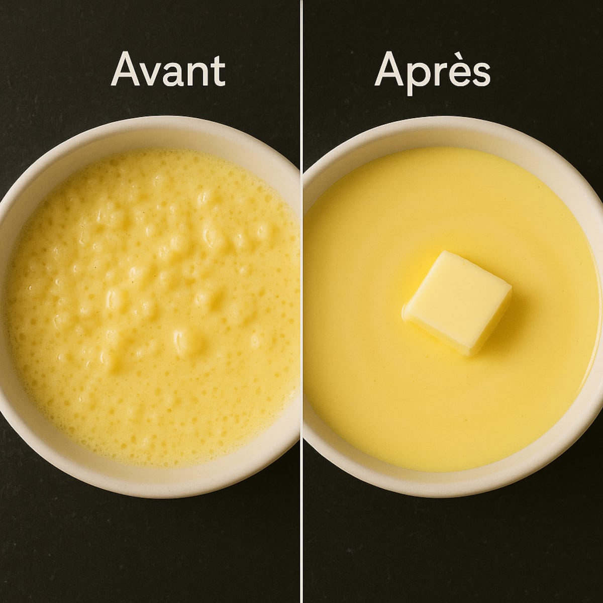 beurre blanc rattrapé grâce à un dé de beurre froid
