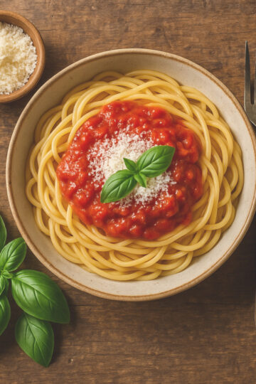 sauce pâtes italiennes maison servie sur spaghetti al dente