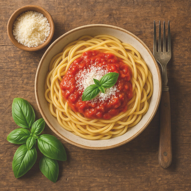 sauce pâtes italiennes maison servie sur spaghetti al dente
