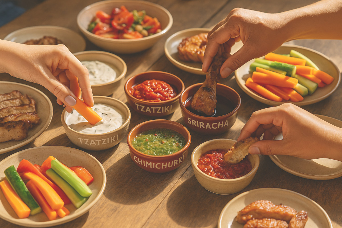 Voyage culinaire autour des sauces du monde lors d’un repas convivial