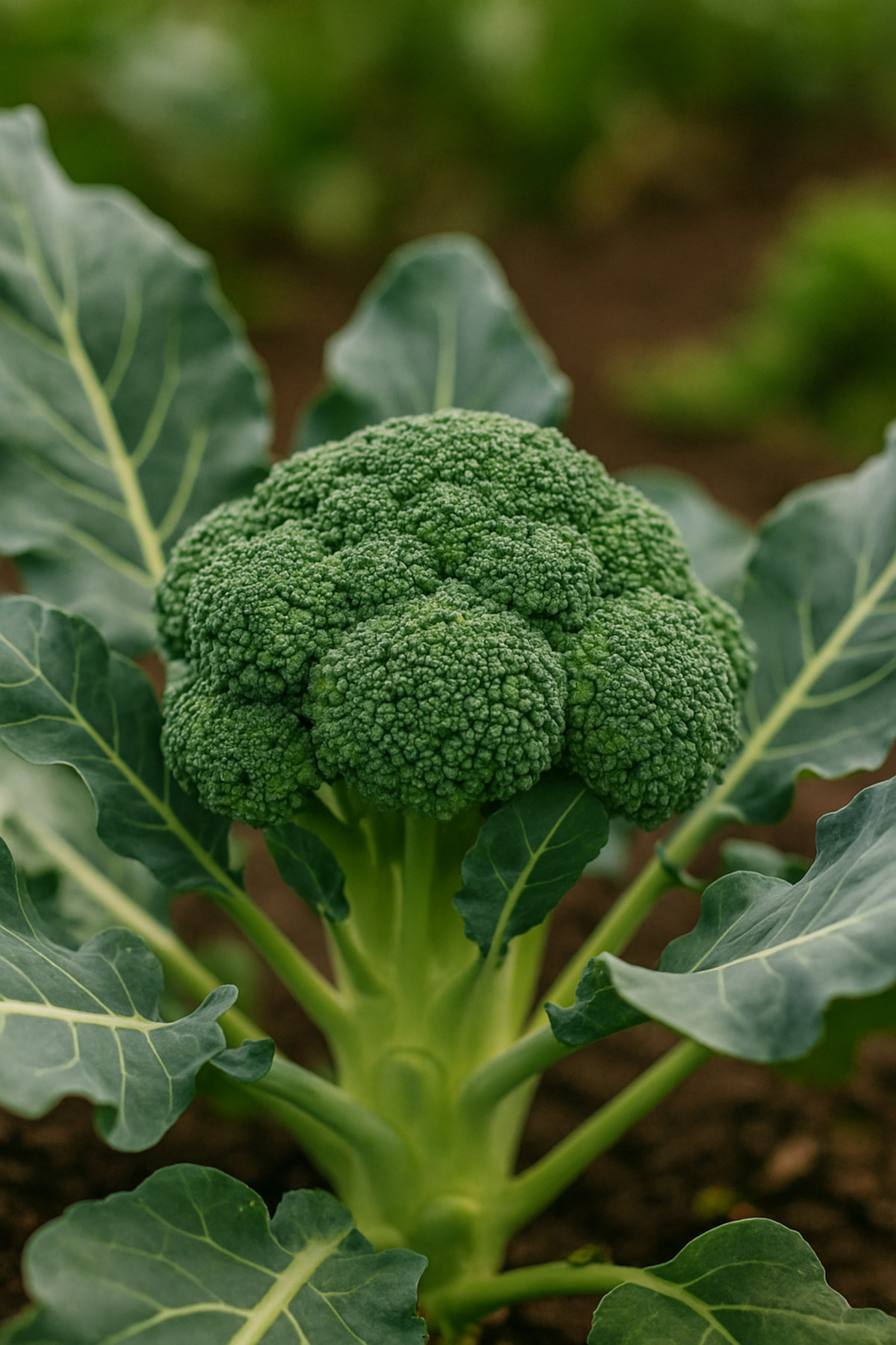 Brocoli frais récolté en septembre, tête compacte et verte