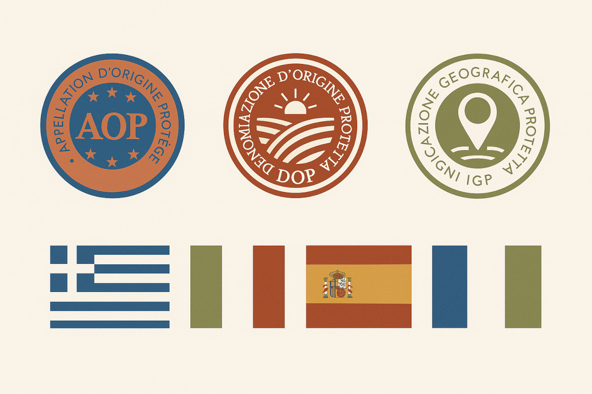 Logos AOP, DOP, IGP pour les fromages méditerranéens en Europe