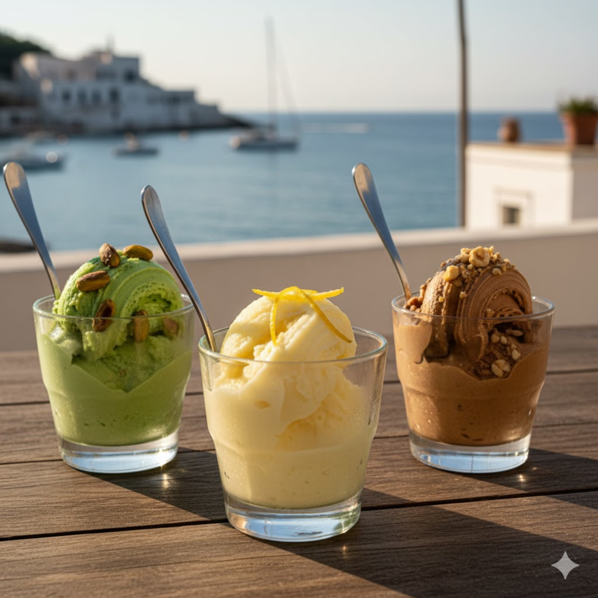 Gelato artisanal italien au citron et à la pistache, dessert glacé méditerranéen