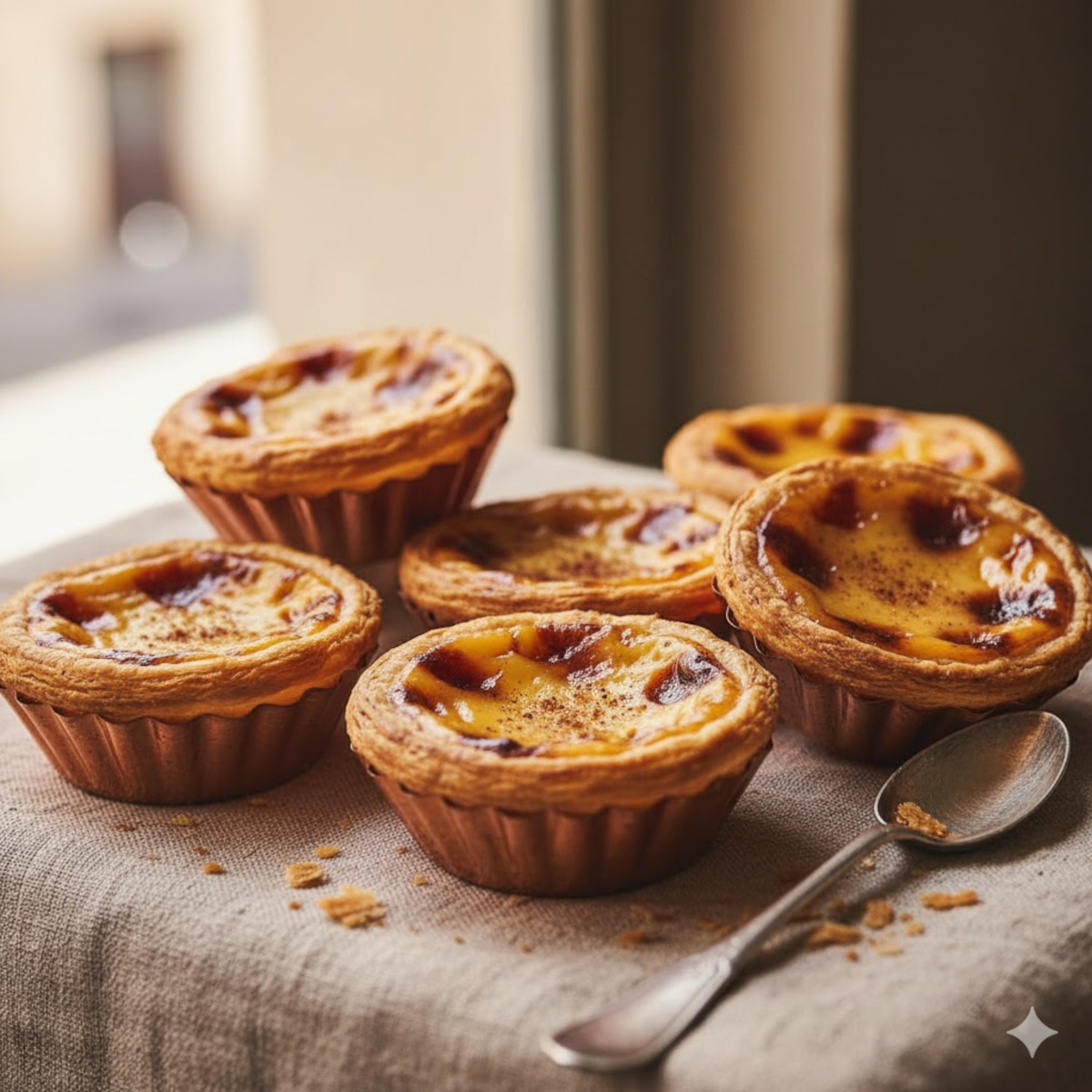 Pastéis de nata portugais croustillants à la cannelle, dessert méditerranéen