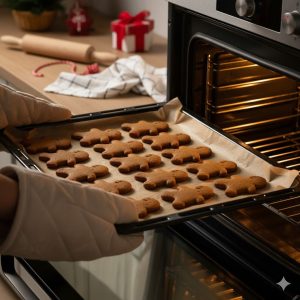 Biscuits pain d’épices dorés juste sortis du four – cuisson parfaite