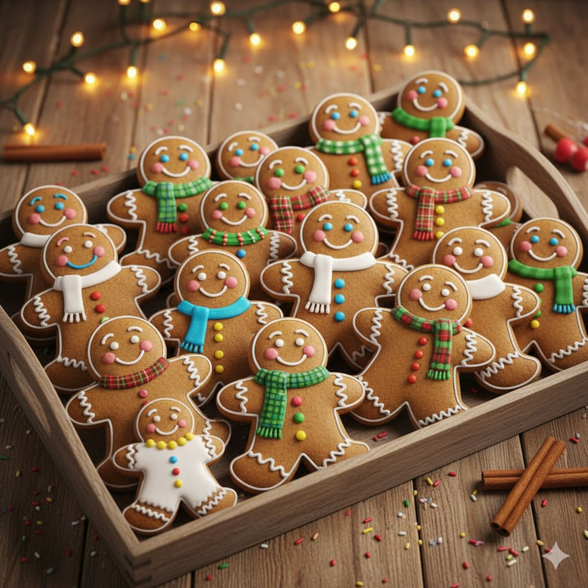 Bonshommes pain d’épices décorés et prêts à offrir ou à déguster