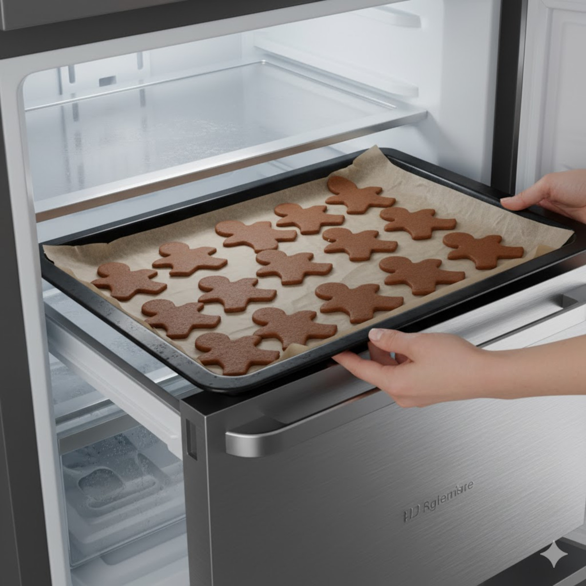 Bonshommes pain d’épices prêts à être figés au congélateur avant cuisson