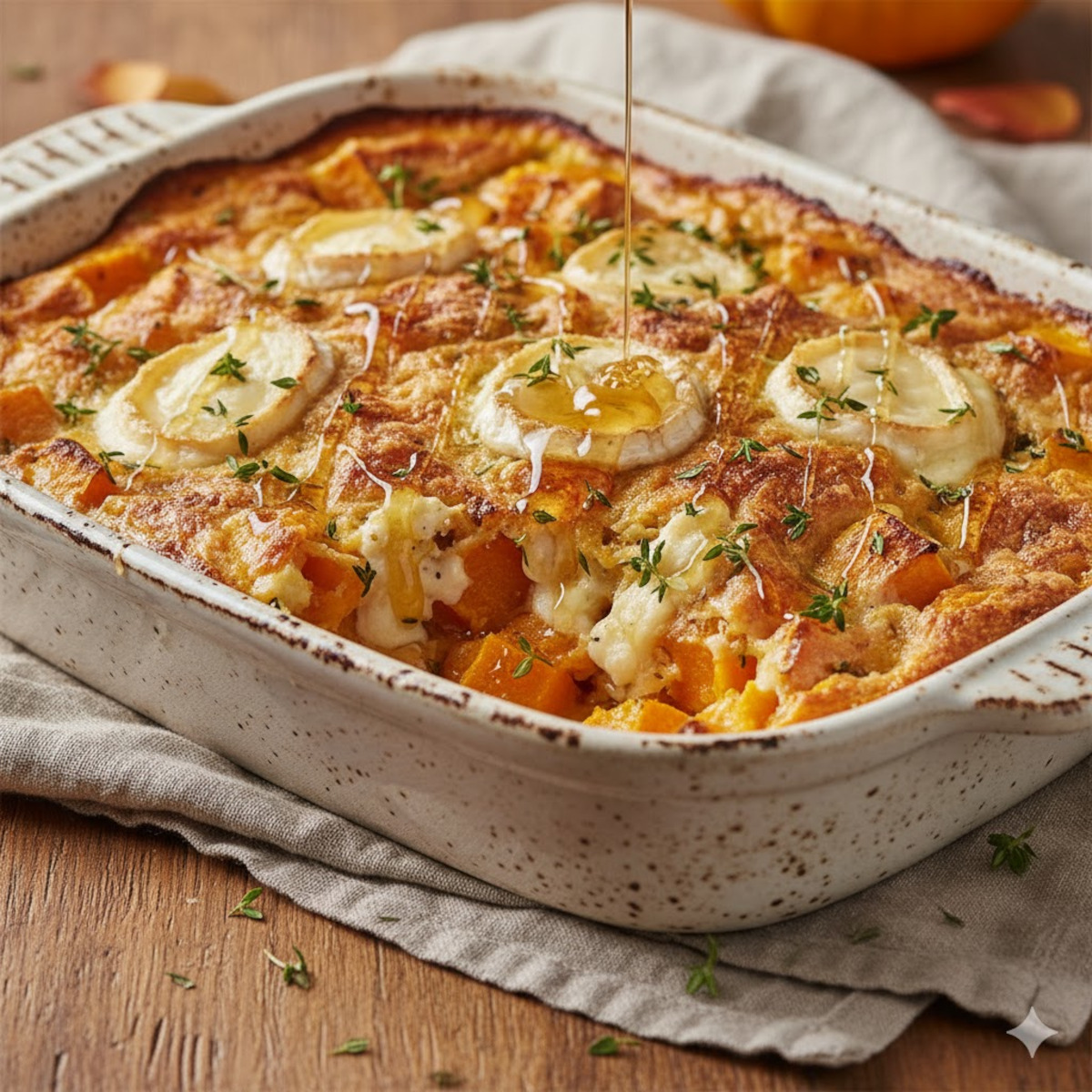 Gratin butternut au chèvre fondant et miel doré
