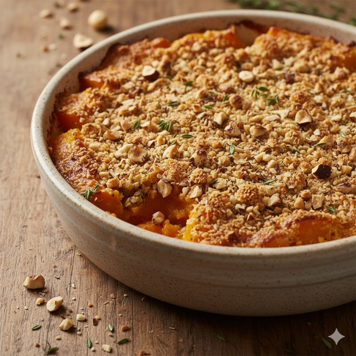 Gratin de butternut aux noisettes croquantes et fondantes