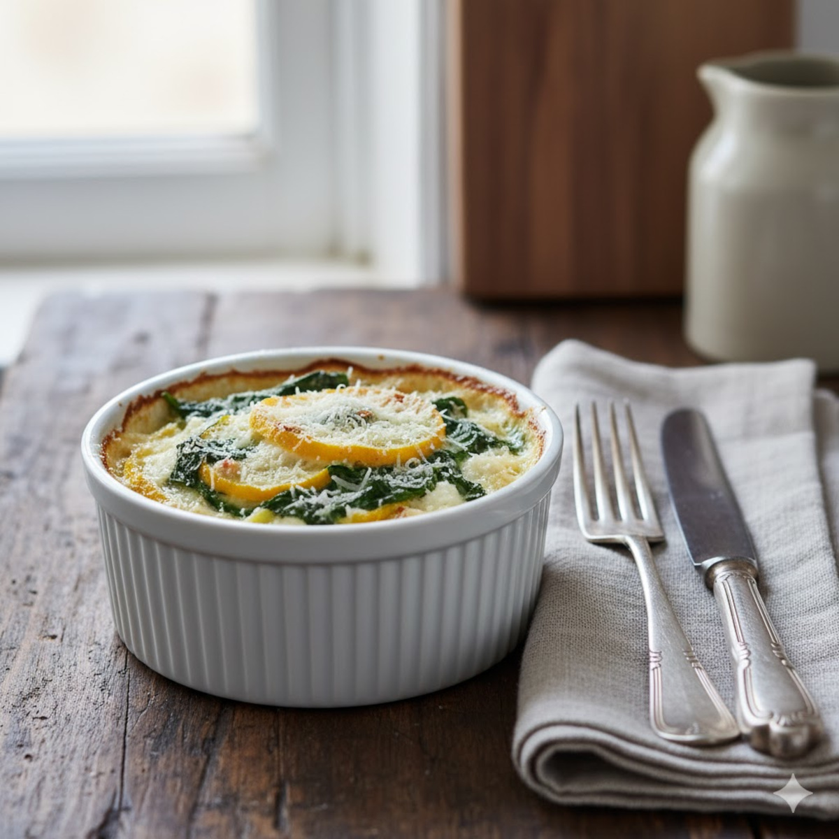 Gratin végétarien courge épinards et ricotta léger