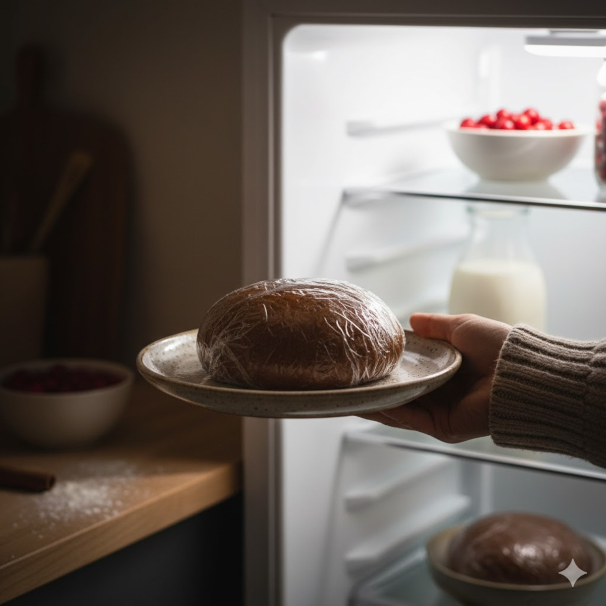 Pâte à biscuits pain d’épices emballée au frais pour repos