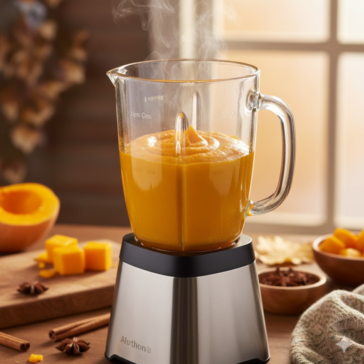 Préparation de la purée de potimarron maison pour la pumpkin pie
