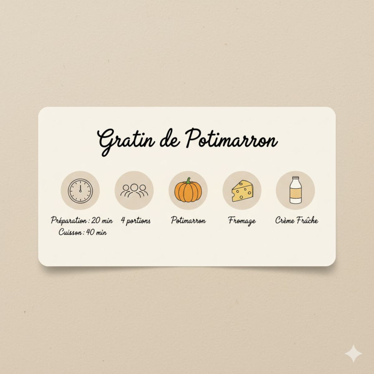 Temps de cuisson, portions et ingrédients d’un gratin de courge maison