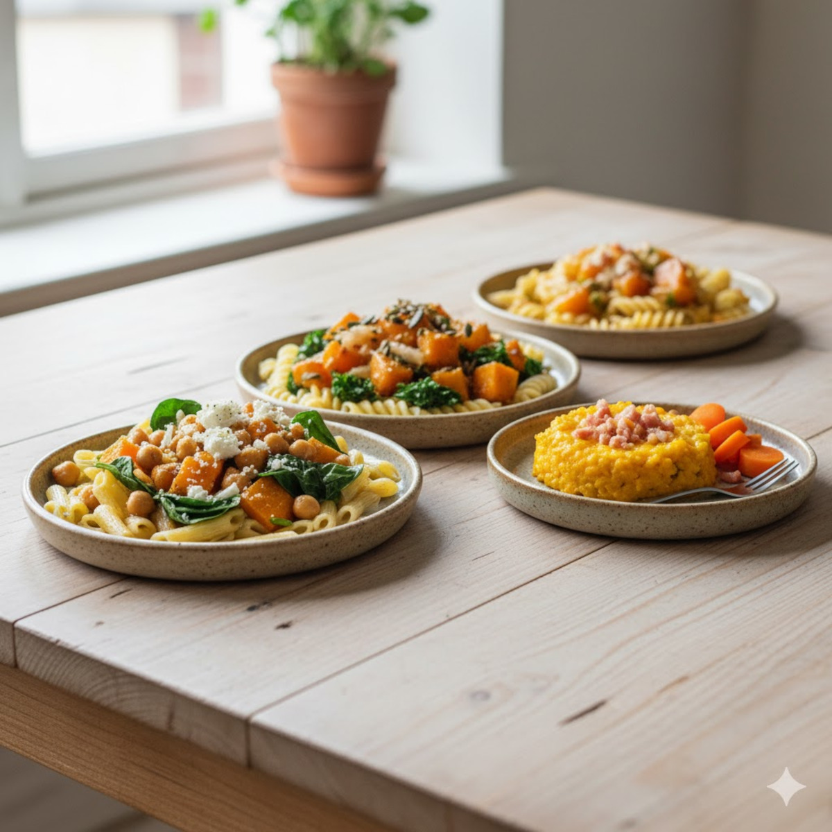 Trois variantes du menu : végé, sans gluten, version enfant