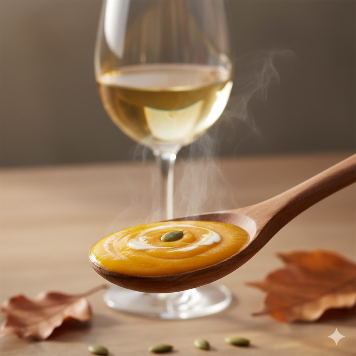 Velouté de potimarron et verre de Viognier