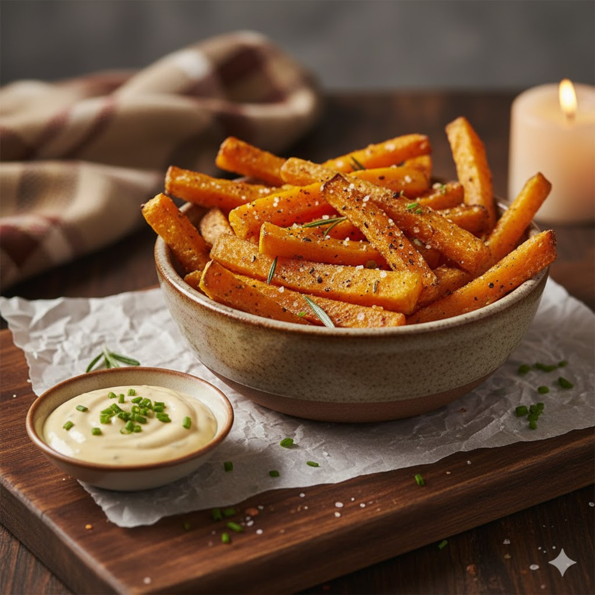 curry végétarien de butternut et pois chiches dans un bol, lait de coco visible