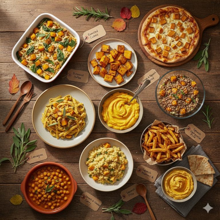morceaux de courge butternut rôtis au four sur plaque, dorés et épicés