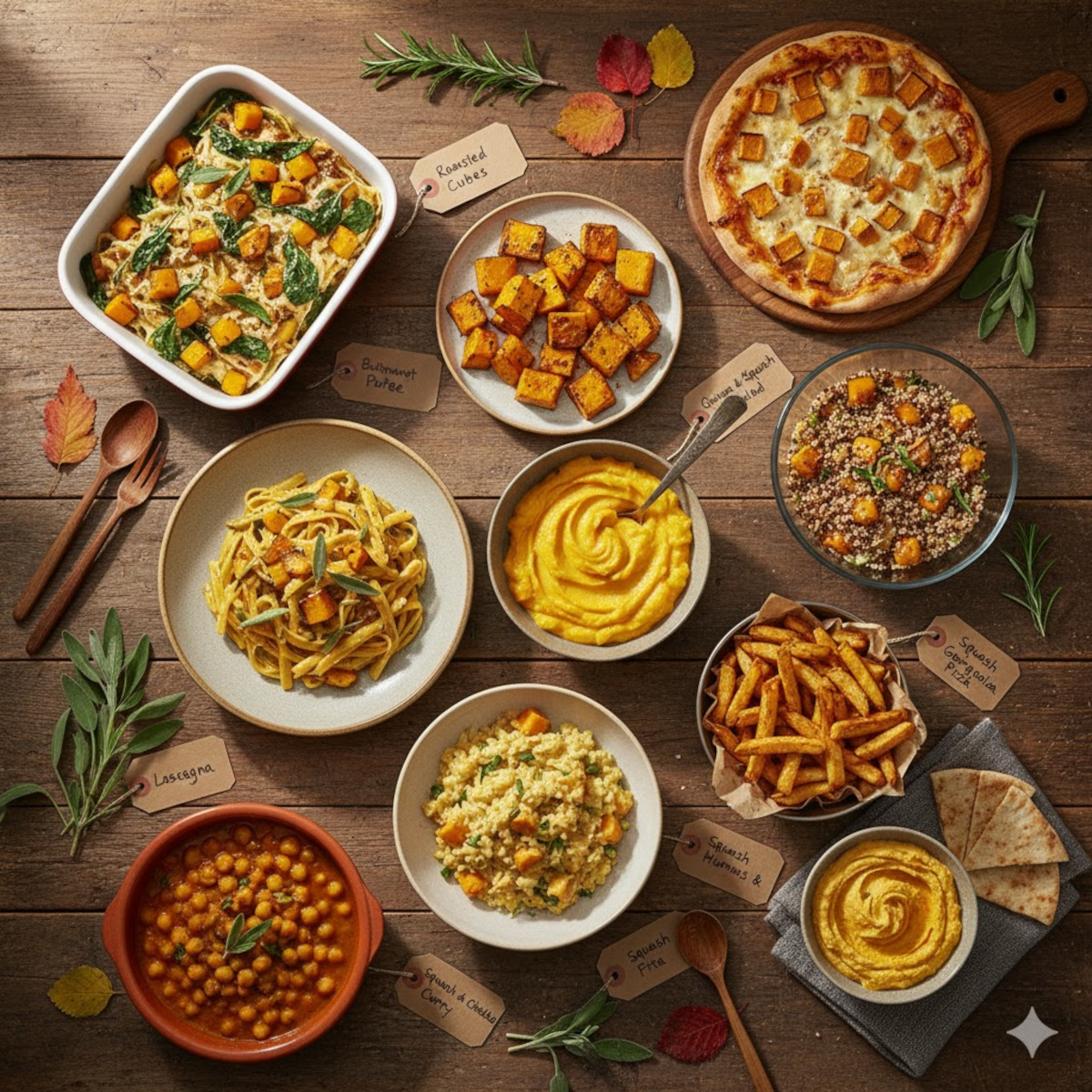 morceaux de courge butternut rôtis au four sur plaque, dorés et épicés