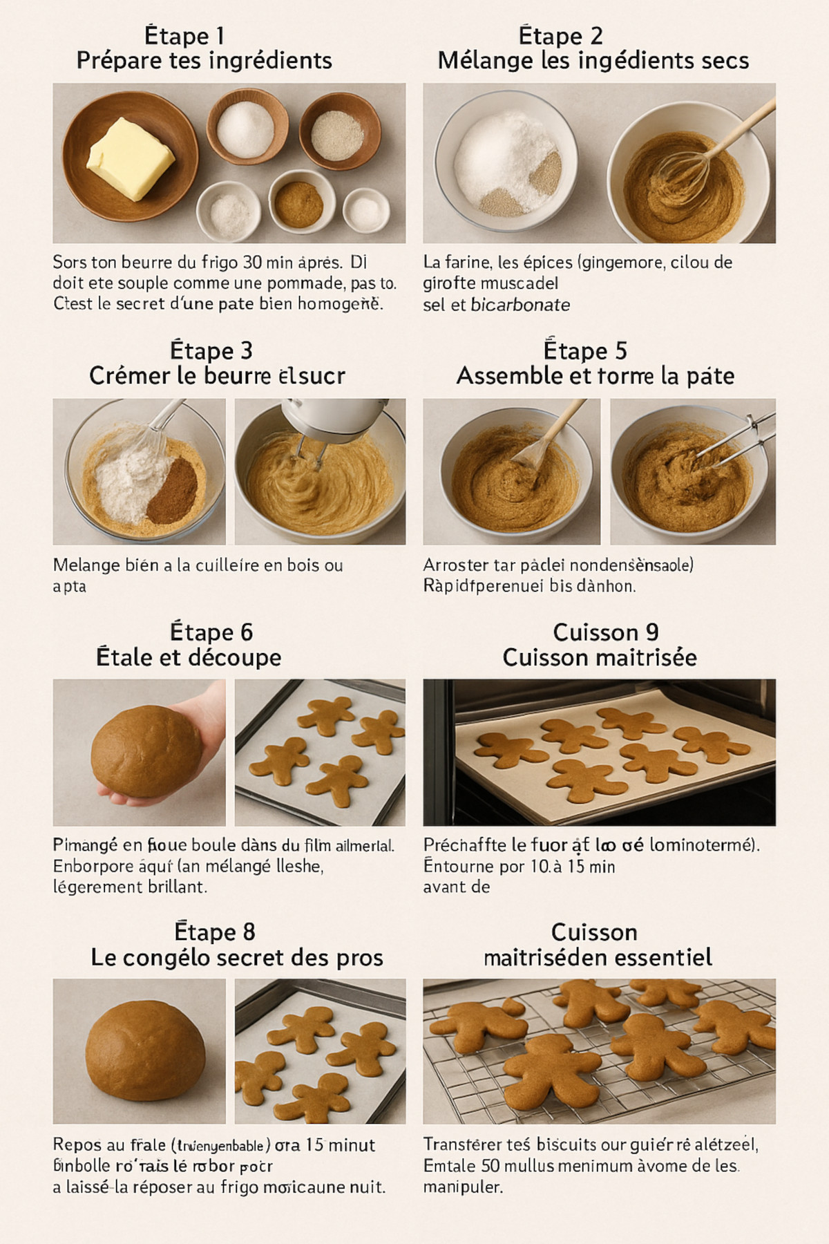 toutes les étapes de préparation des biscuits de Noël