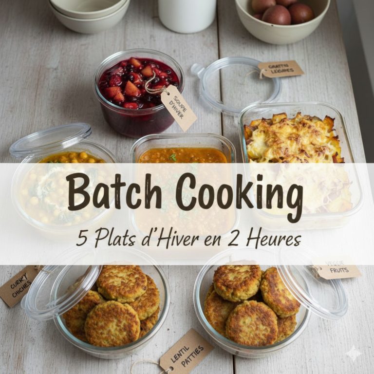 Affiche Pinterest avec 5 plats batch cooking d’hiver faits maison