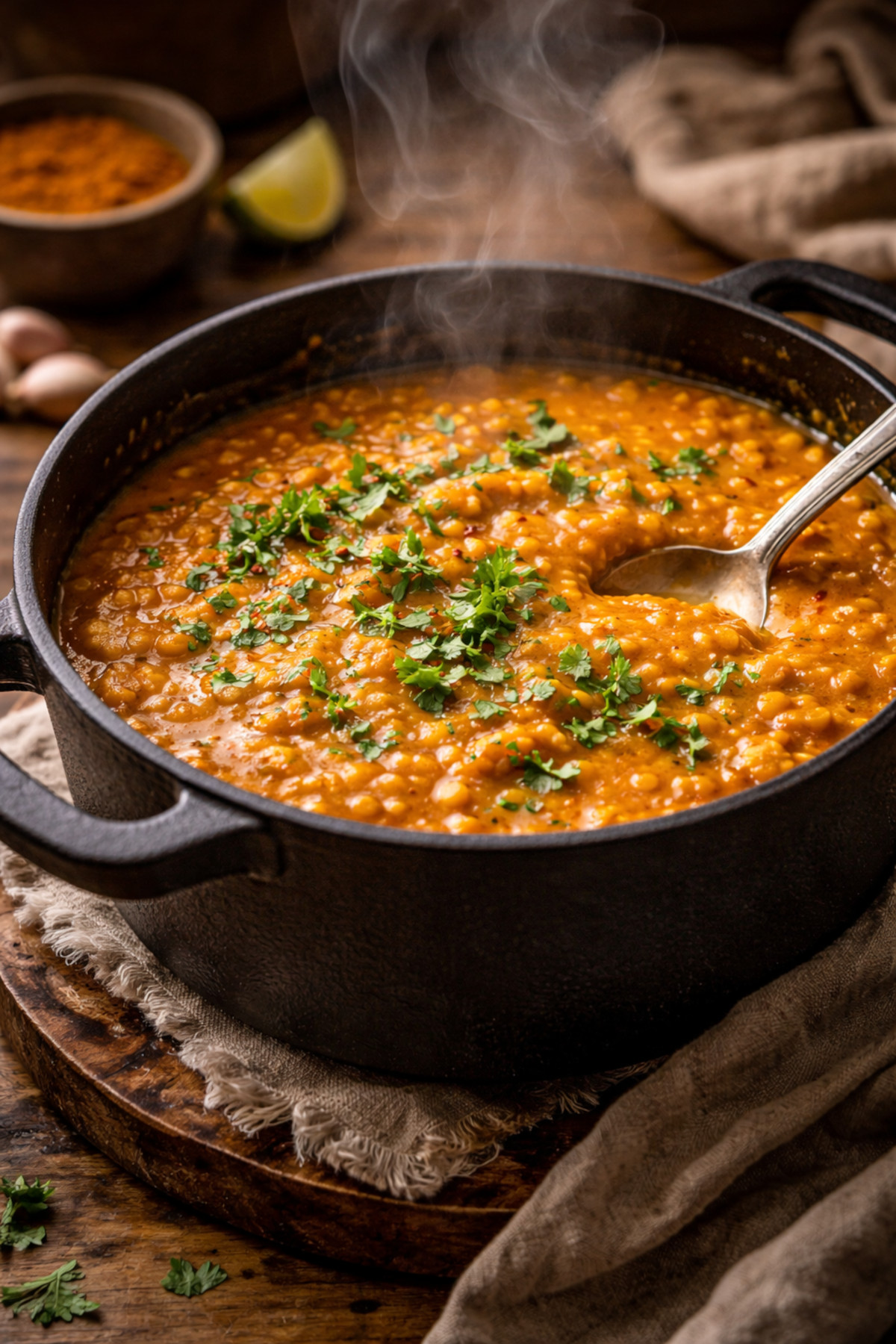 Dahl de lentilles corail au lait de coco