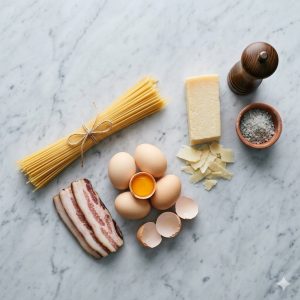 les ingrédients pour les pâtes carbonara