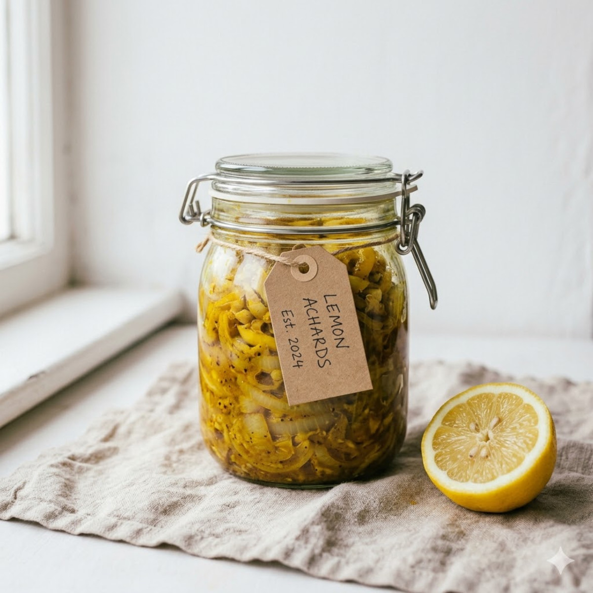 Bocal hermétique d'achards de citrons au gingembre
